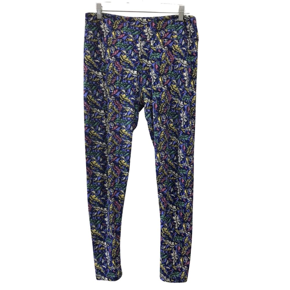 LulaRoe Womens Tall And Curvy Leggings Feathers Blue Pink Green Yellow White